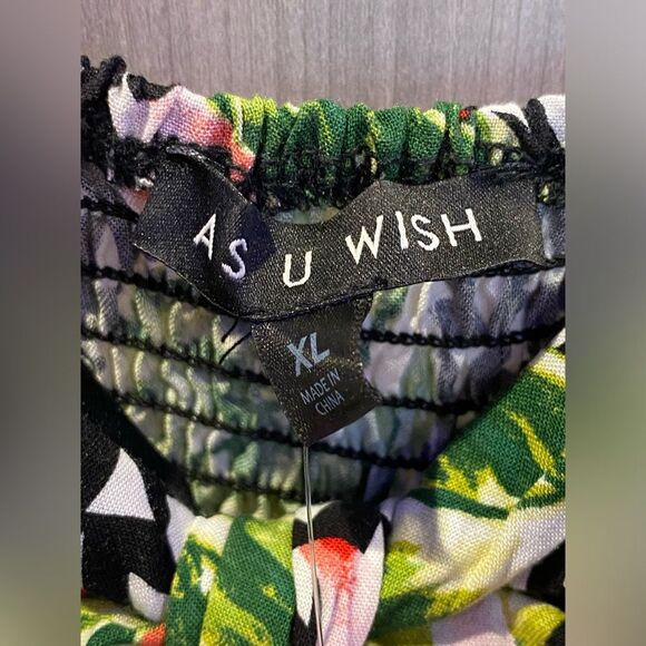 As U Wish Tropical Print Romper Jumpsuit NWT XL - Picture 5 of 12